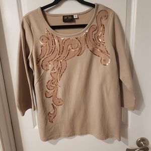 Bob Mackie size M 3/4 long sleeves top with sequins design